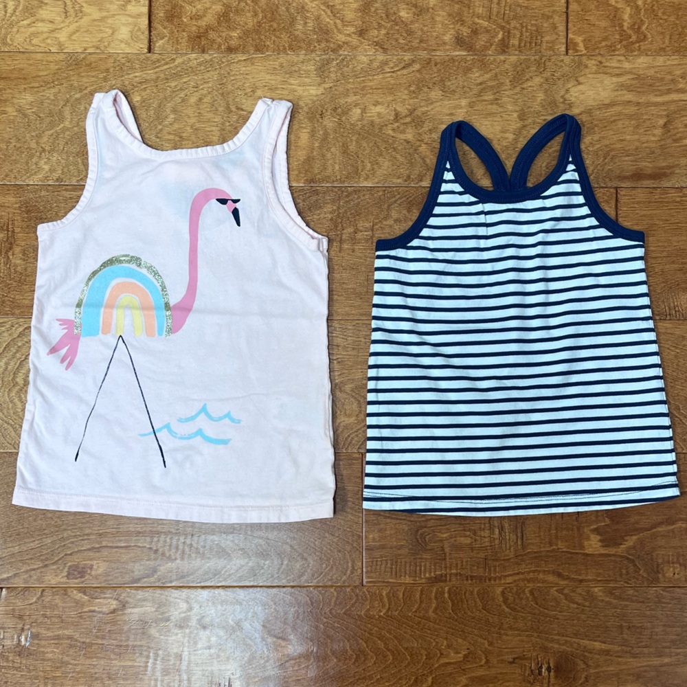 Toddler Girls OshKosh B’Gosh Tank Tops - 4T - 2 included! - Stripes + Flamingo